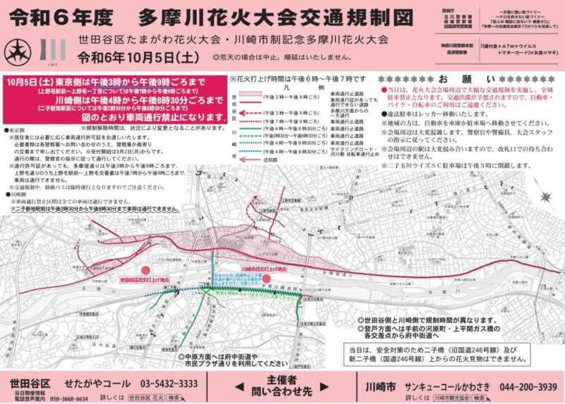 世田谷区たまがわ&川崎市多摩川花火大会の穴場/見える場所24選